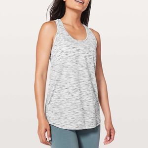 Lululemon Essential Tank Pleated Space Dye Camo White Silver Spoon Size 12
